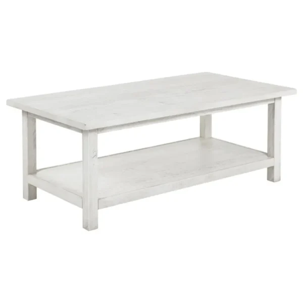 Payne Distressed Wood Coffee Table with Shelf By Coaster Furniture - Image 3