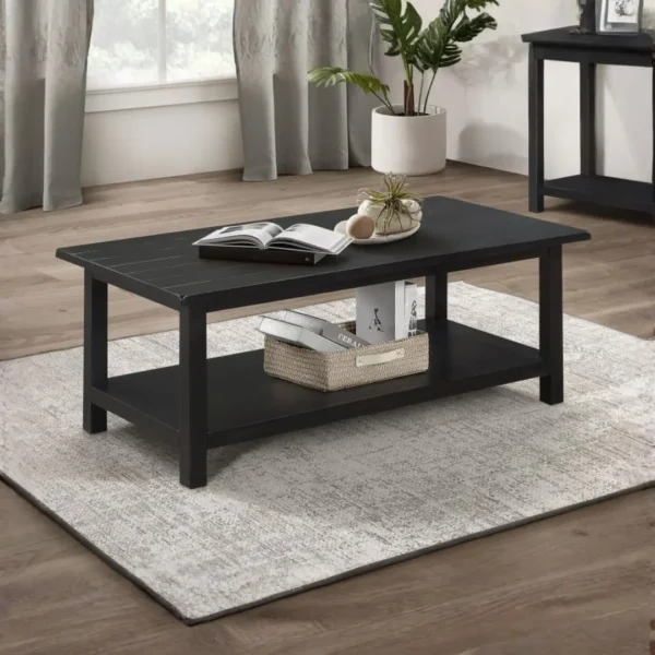 Payne Distressed Wood Coffee Table with Shelf By Coaster Furniture - Image 8