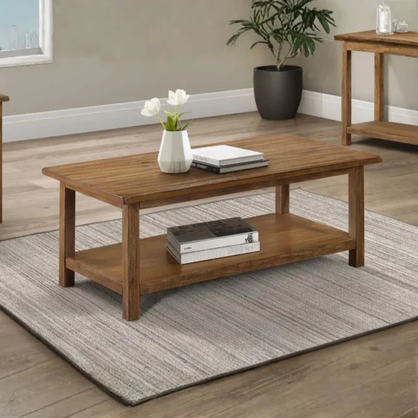 Payne Distressed Wood Coffee Table with Shelf By Coaster Furniture - Image 9