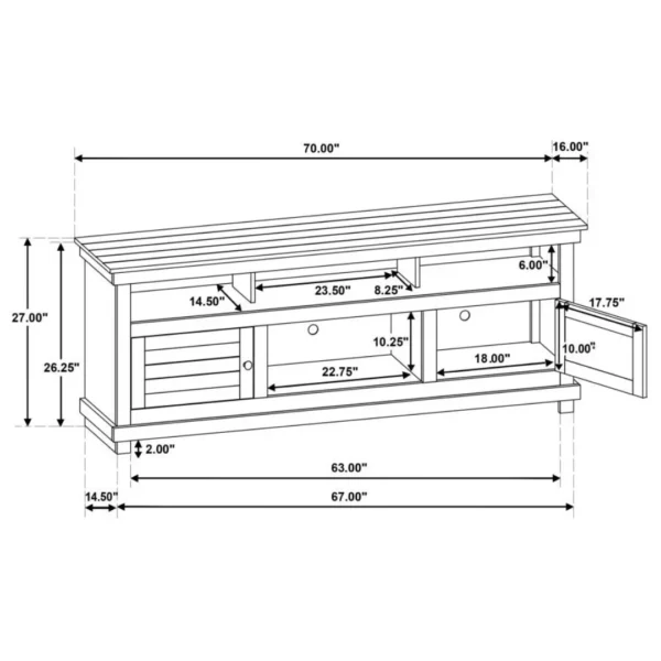 Payne TV Console with Shelves By Coaster Furniture - Image 10