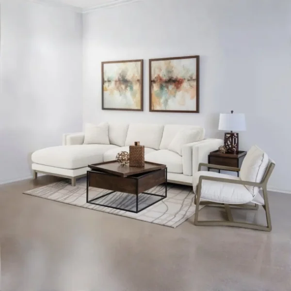 Geneva Boucle Upholstered Wood Accent Arm Chair By Coaster Furniture - Image 7