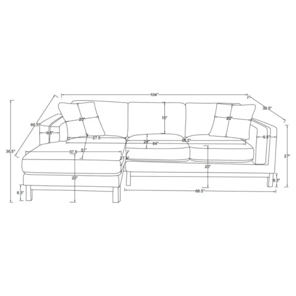 Geneva Boucle Upholstered Sofa Chaise Sectional By Coaster Furniture - Image 8