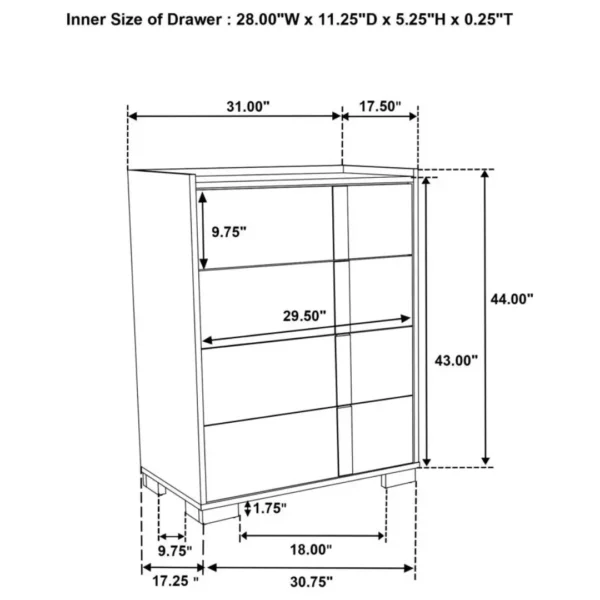 Hyland 4-Drawer Chest of Drawers By Coaster Furniture - Image 10