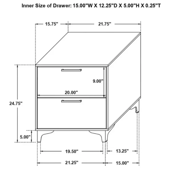 Kendall 2-Drawer Nightstand Side Table By Coaster Furniture - Image 8
