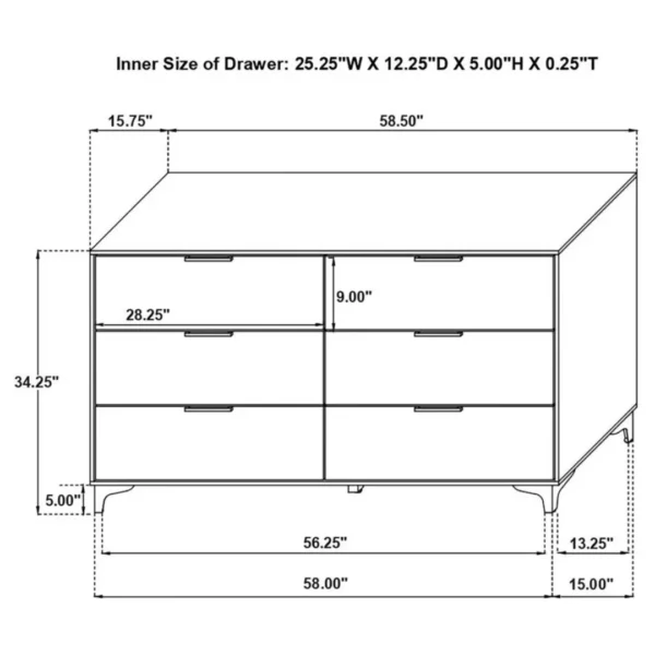 Kendall 6-Drawer Dresser By Coaster Furniture - Image 6