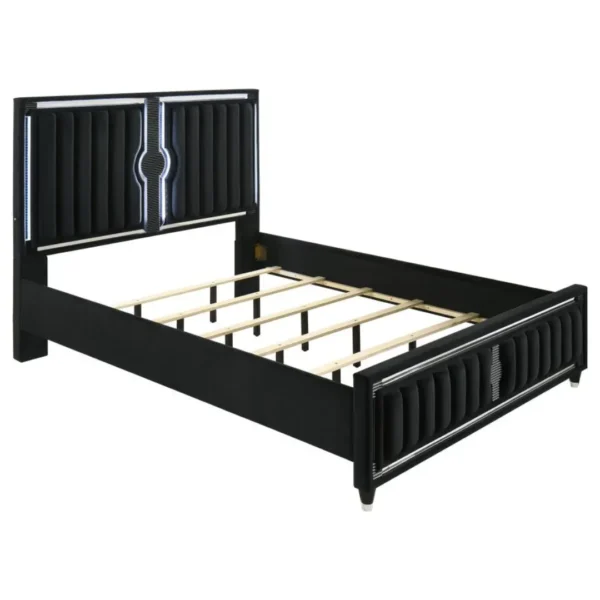 Ravenne Black Velvet Bed Frame By Coaster Furniture - Image 2