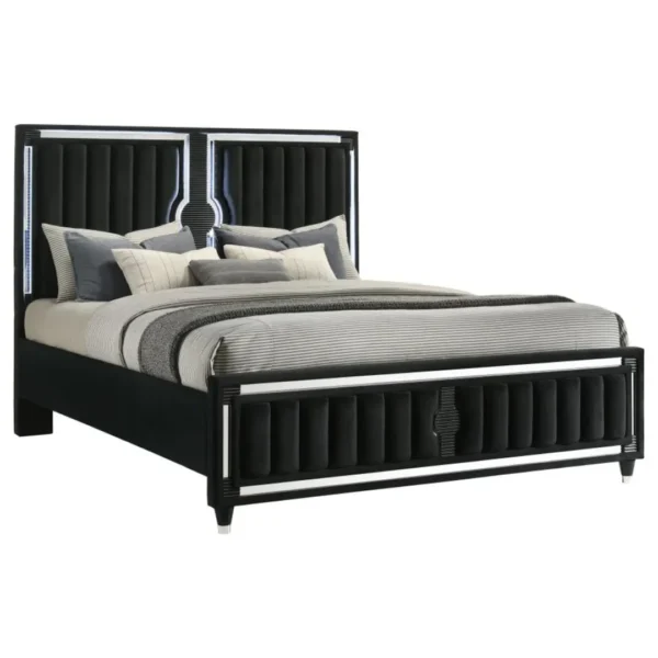 Ravenne Black Velvet Bed Frame By Coaster Furniture - Image 3