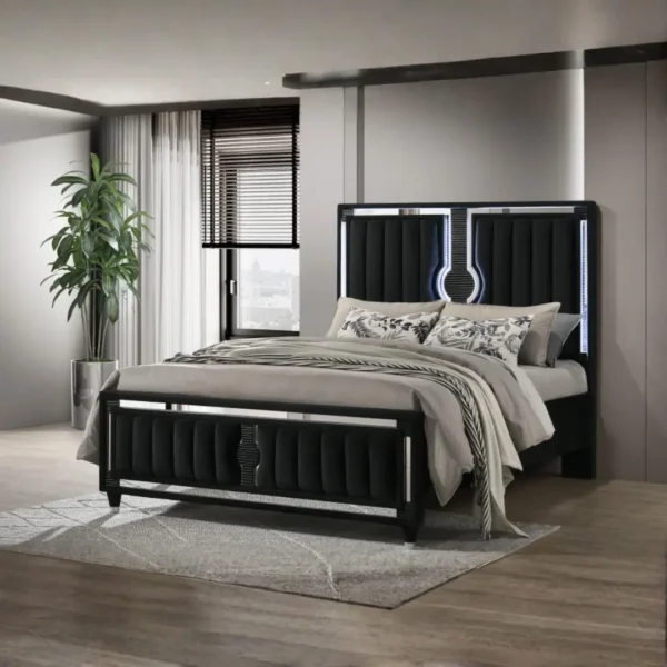 Ravenne Black Velvet Bed Frame By Coaster Furniture - Image 10