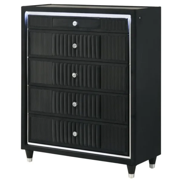 Ravenne Black Chest of Drawers with LED By Coaster Furniture - Image 3