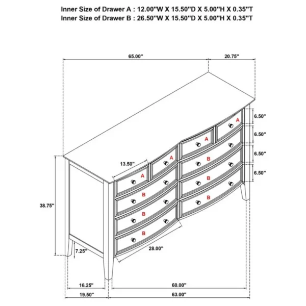 Bexhill 10 Drawer Dresser for Bedroom By Coaster Furniture - Image 10