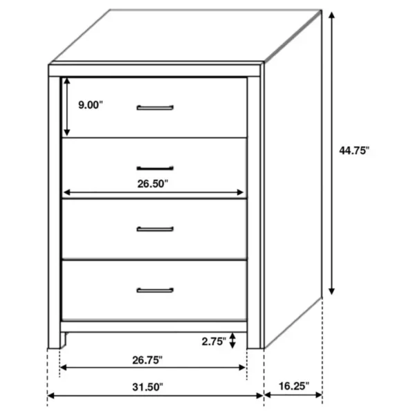 Brantford 4-Drawer Bedroom Chest  By Coaster Furniture - Image 8