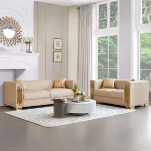 3 Piece Cream Leather Sofa Set By McFerran