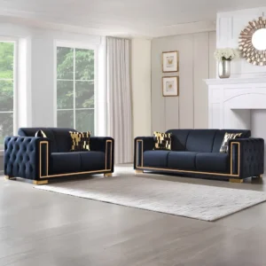 3 Piece Velvet Black Sofa Set By McFerran