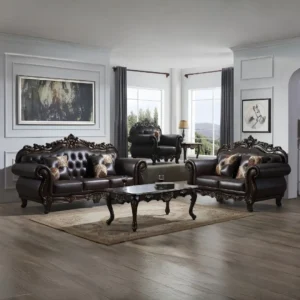 3 Piece Leather Brown Sofa Set By Mcferran
