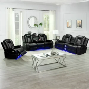 3 Piece Black Recliner Sofa Set By McFerran