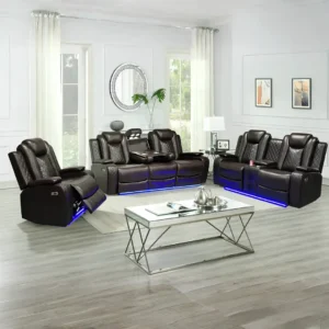 Brown Leather Reclining Sofa Set By McFerran