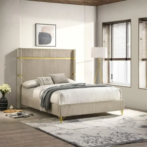Lucia Velvet Wingback Bed By Coaster Furniture - Image 7