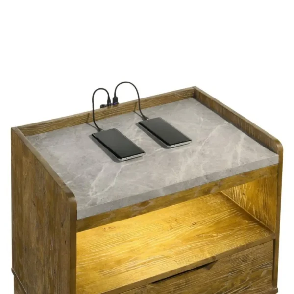 Henderson 1-Drawer Rustic Nightstand with LED By Coaster Furniture - Image 8