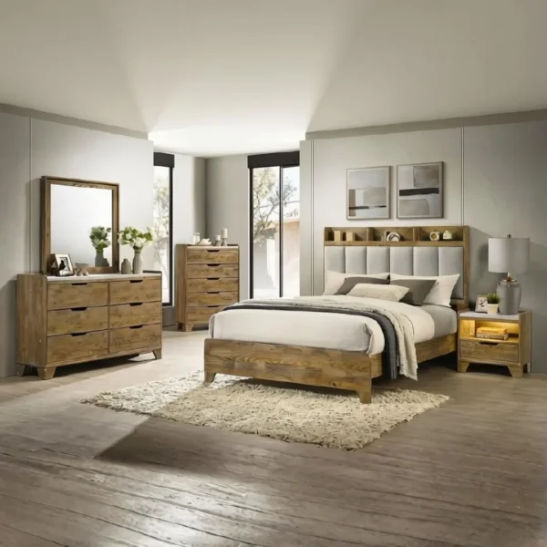 Henderson 1-Drawer Rustic Nightstand with LED By Coaster Furniture - Image 12