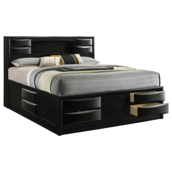 Briana Black Wood Bed Frame with Storage By Coaster Furniture - Image 2