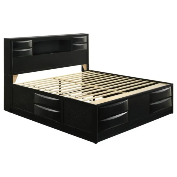 Briana Black Wood Bed Frame with Storage By Coaster Furniture - Image 4