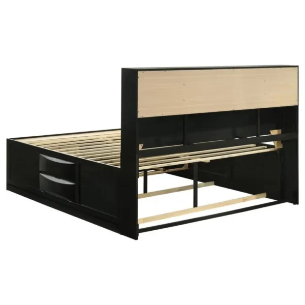 Briana Black Wood Bed Frame with Storage By Coaster Furniture - Image 6