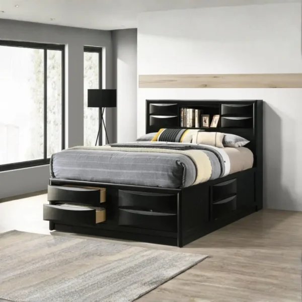 Briana Black Wood Bed Frame with Storage By Coaster Furniture - Image 9