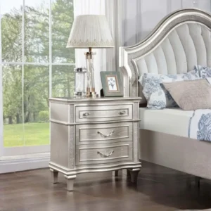 Evangeline Silver Oak Nightstand 3 Drawer By Coaster Furniture