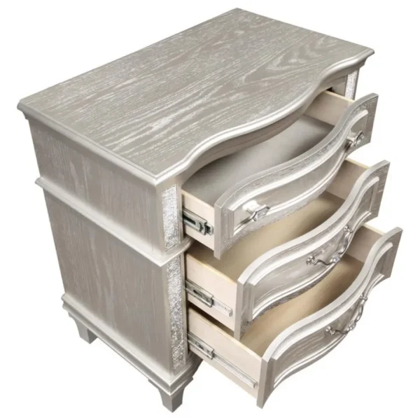 Evangeline Silver Oak Nightstand 3 Drawer By Coaster Furniture - Image 2