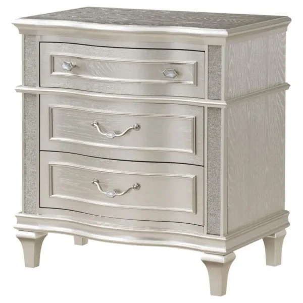 Evangeline Silver Oak Nightstand 3 Drawer By Coaster Furniture - Image 3