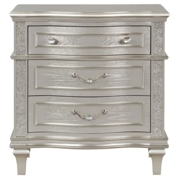 Evangeline Silver Oak Nightstand 3 Drawer By Coaster Furniture - Image 4