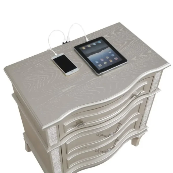Evangeline Silver Oak Nightstand 3 Drawer By Coaster Furniture - Image 8