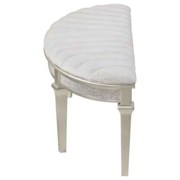 Evangeline Curved Fabric Upholstered Bedroom Bench By Coaster Furniture - Image 4