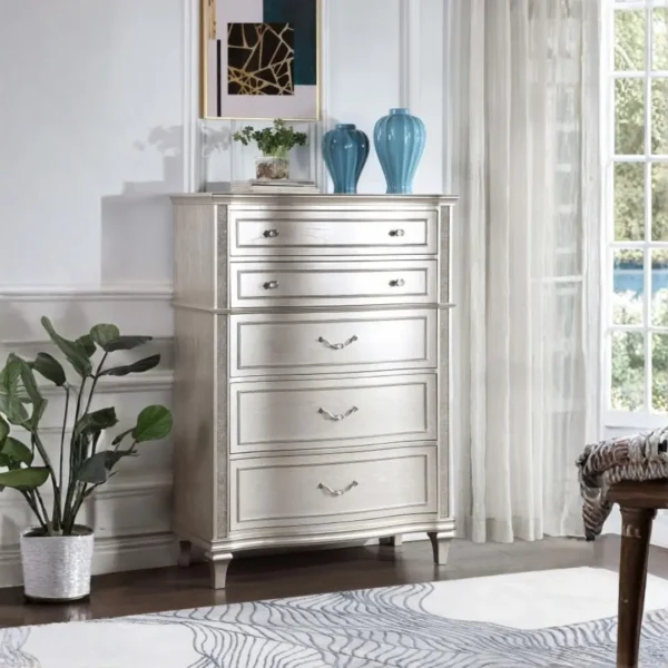 Evangeline Led Light Bedroom Set Silver Oak By Coaster Furniture - Image 5