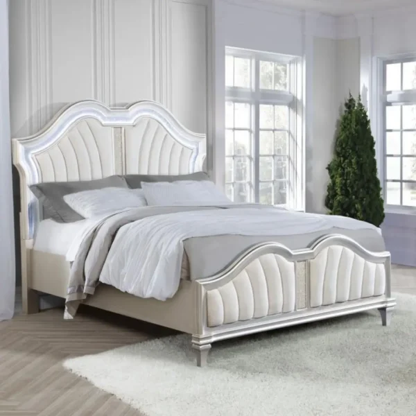 Evangeline Led Light Bedroom Set Silver Oak By Coaster Furniture - Image 3