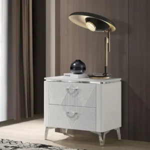 Cassia White High Gloss Nightstand By Coaster Furniture