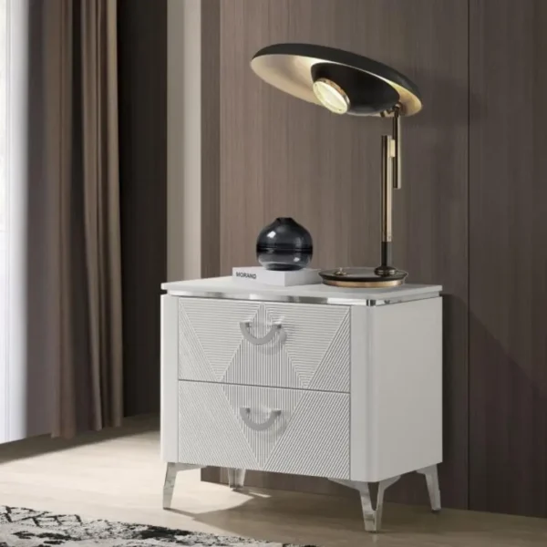 Cassia White High Gloss Bedroom Set By Coaster Furniture - Image 3