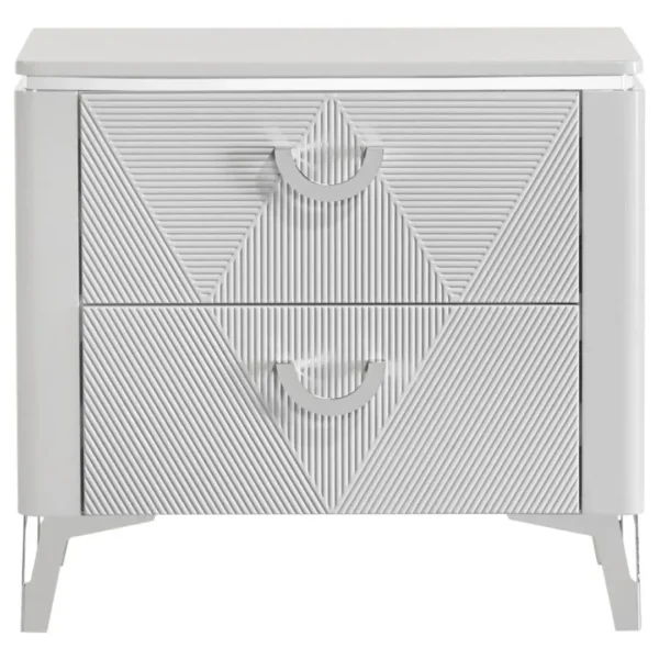 Cassia White High Gloss Nightstand By Coaster Furniture - Image 2