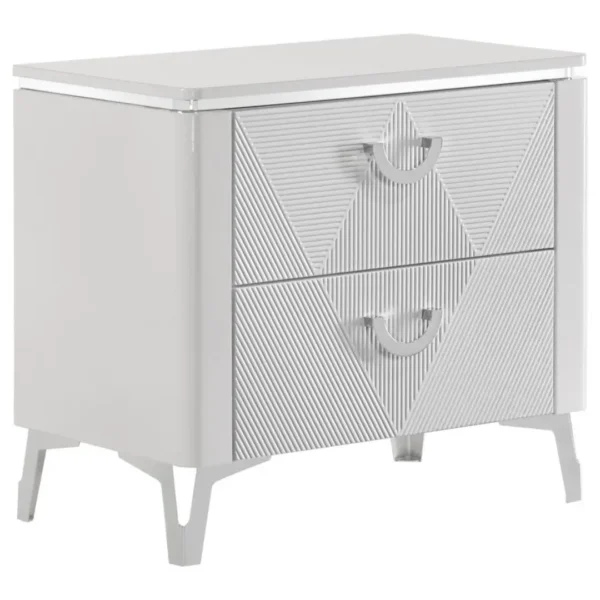 Cassia White High Gloss Nightstand By Coaster Furniture - Image 3