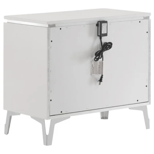 Cassia White High Gloss Nightstand By Coaster Furniture - Image 4