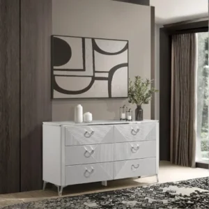 Cassia 6 Drawer Bedroom Dresser White High Gloss By Coaster Furniture