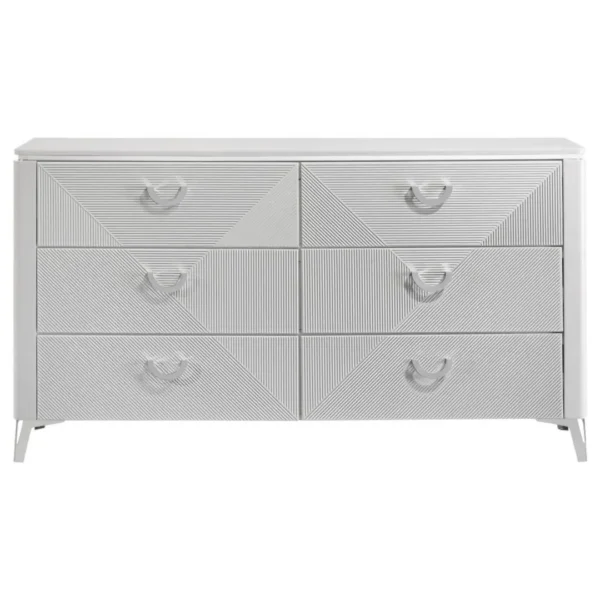 Cassia 6 Drawer Bedroom Dresser White High Gloss By Coaster Furniture - Image 2