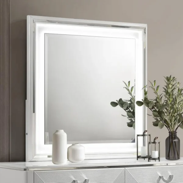 Cassia White High Gloss Bedroom Set By Coaster Furniture - Image 5