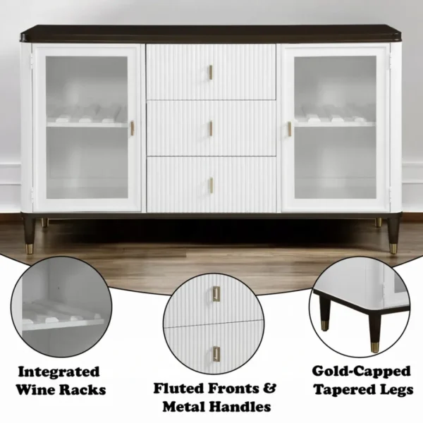 Carena Server Sideboard in White and Walnut By ACME - Image 6
