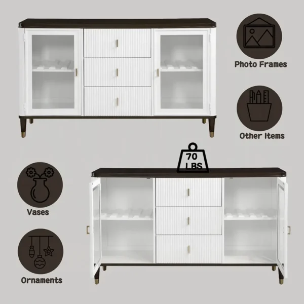 Carena Server Sideboard in White and Walnut By ACME - Image 7