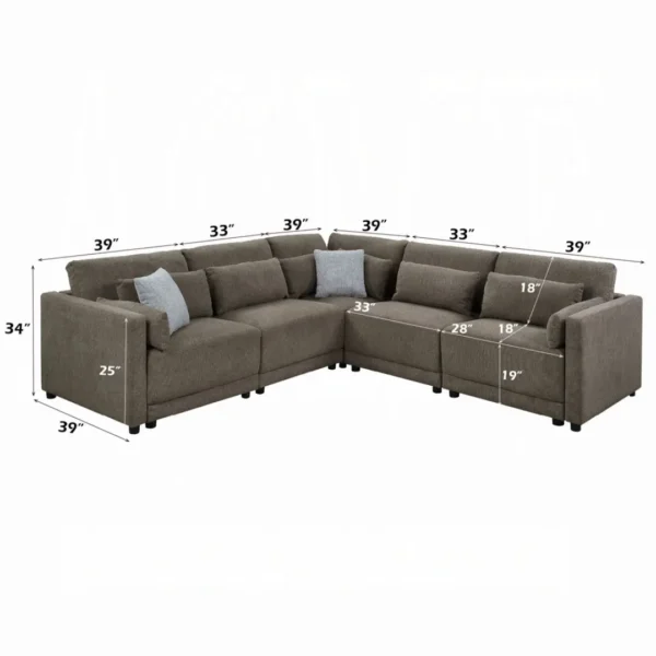 Rylie Brown Linen Sectional Sofa By ACME - Image 6