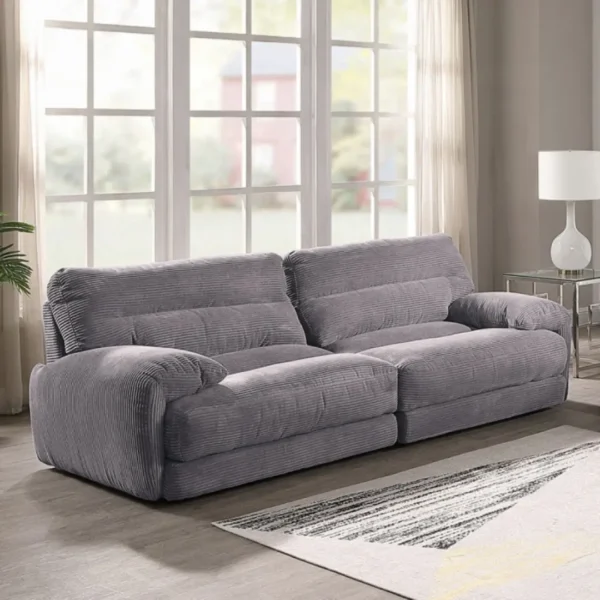 Cadenza Gray Corduroy Sofa Set 2 Piece By ACME - Image 3
