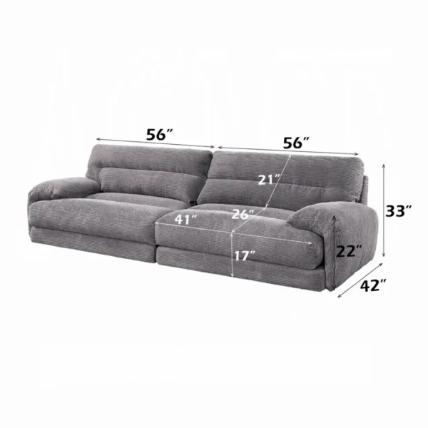 Cadenza Gray Corduroy Sofa By ACME - Image 6