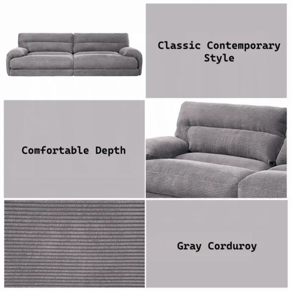 Cadenza Gray Corduroy Sofa By ACME - Image 7