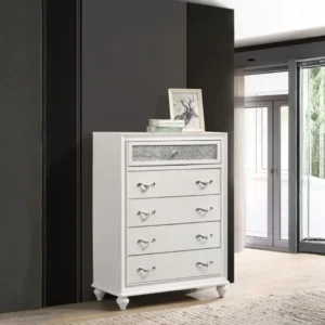 Barzini 5 Drawer White Bedroom Chest By Coaster Furniture
